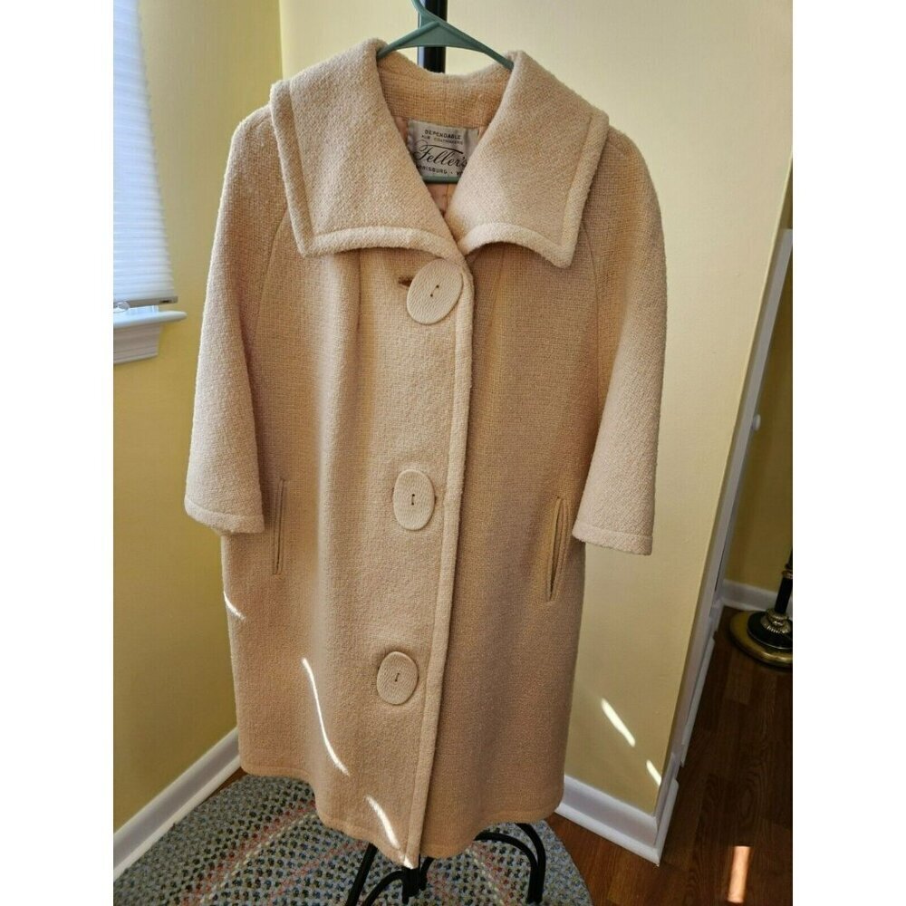 Wool Coat Tan Womens Sz L Feller’s Dept Store Harrisburg & York Pa Old Money